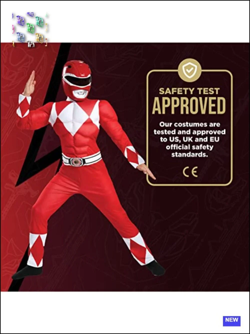 Officially Licensed Red Ranger Muscle Costume with Mask Kids Halloween Cosplay
